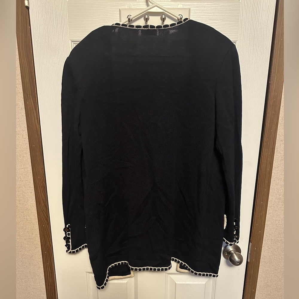 Valentino Black Cardigan with White Trim - Picture 2 of 9